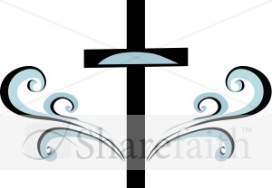 Blue and Black Swirl Cross Clipart