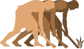 Three Workers in the Field Clipart