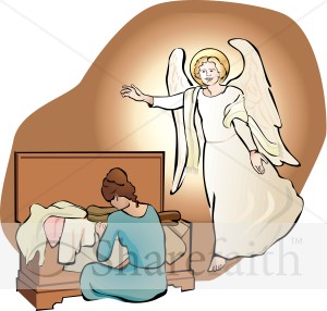 An Angel Visits Mary with her Trousseau