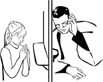 Girl Confessing to a Priest