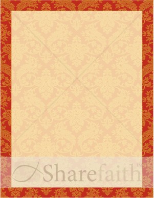 Orange Paisley Church Stationery