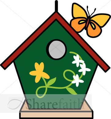 Birdhouse and Butterfly