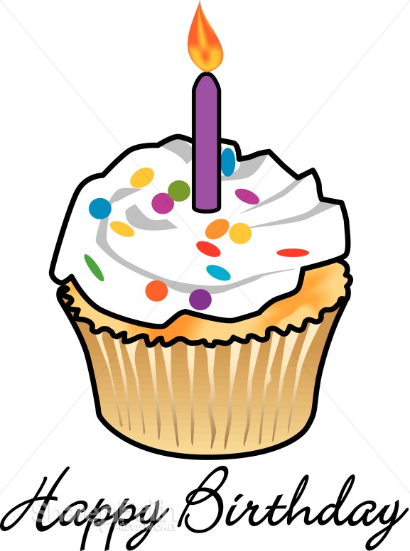 Birthday Cake Clip  on Birthday Cupcake With Candle   Church Birthday Clipart