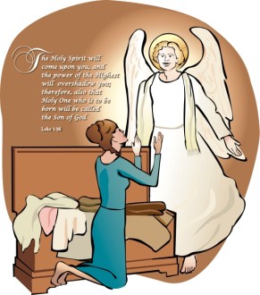 Mary and the Angel Gabriel Word Art