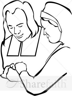 Pilgrim Couple Praying Clipart