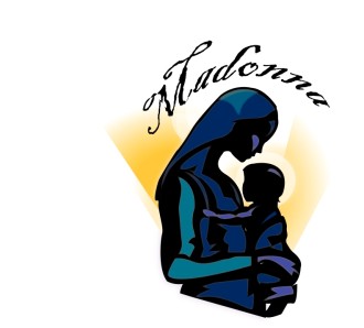 The Madonna and Baby Jesus Word Art