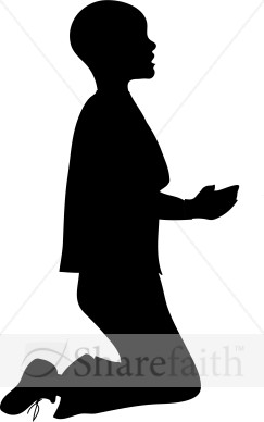 Boy Kneeling in Silhouette Clipart