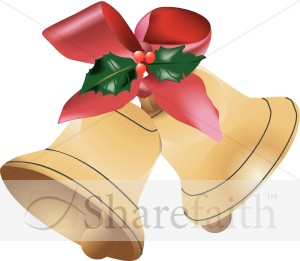 Golden Christmas Bells Clipart