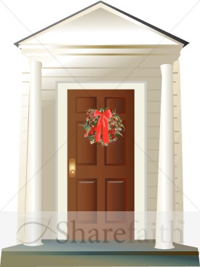 Wreath on Porch with Columns