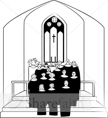 Church Choir Clipart in Black and White