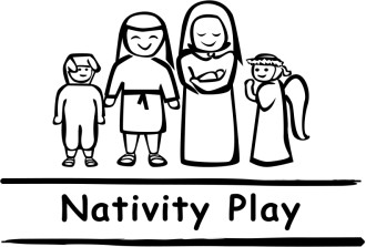 Black and White Nativity Play Word Art