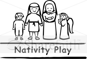 Black and White Nativity Play Word Art
