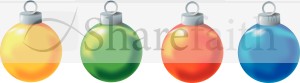 Four Colorful Christmas Ornaments Clipart