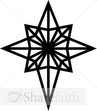 Black and White Epiphany Star Clipart