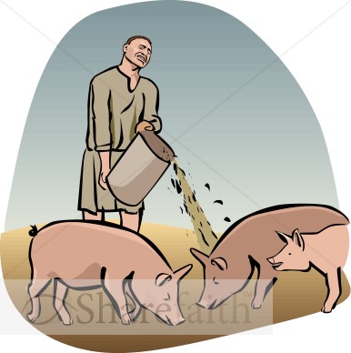 Prodigal Son Feeds Swine Clipart