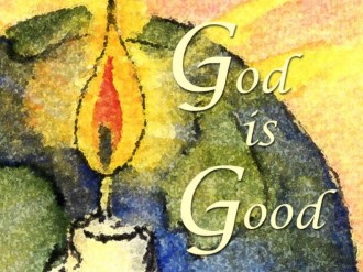 Watercolor Candle with God is Good Christian Wallpaper