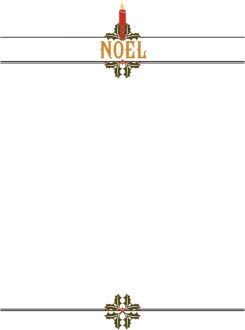 Noel with Candle and Holly Border