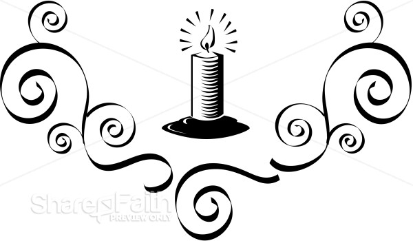 Lit Candle with Flourish