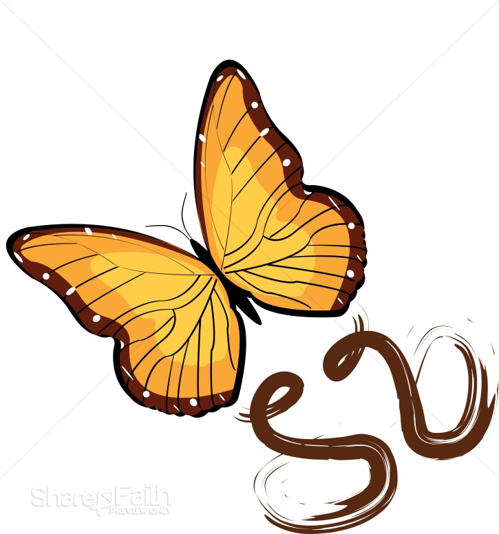 Flying Golden Butterfly | Butterfly Clipart