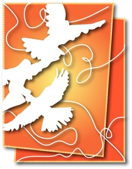 Three Doves and Swirls