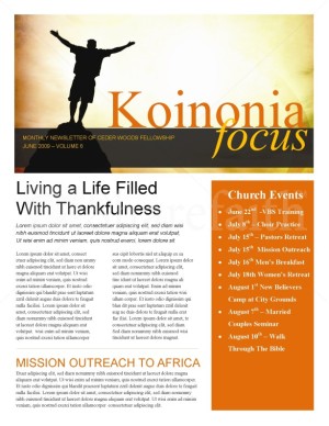Arms Of Worship Church Newsletter