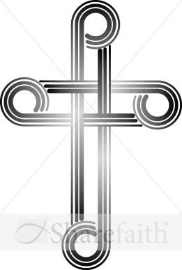 Cross Black and White Retro Clipart