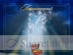 Treasure In Heaven Announcement Screen