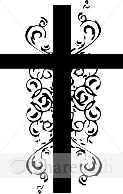 Black and White Christian Cross Clipart