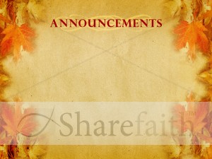 Leaves Of Autumn Church Announcment Slide