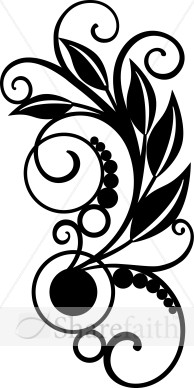 Vines with Leaves Black And Whit Clipart