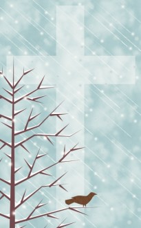 Cross and a Bird in a Snowy Tree Bulletin Cover