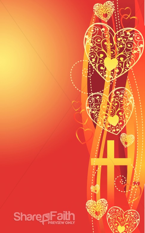 Hearts and Crosses Valentines Day Bulletin Cover