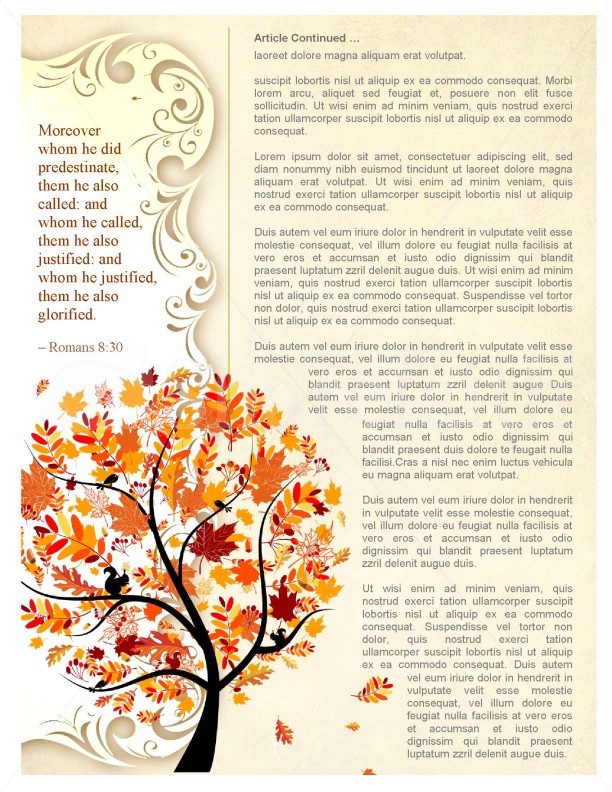 Tree in Autumn Church Newsletter Template Template Newsletter Templates