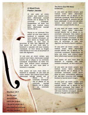 Church Newsletter Worship Theme