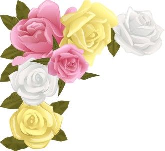 Realistic Spring Rose Page Corner