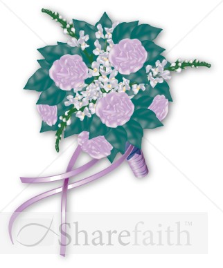 Lavendar Blossoms Bridal Bouquet with Ribbon