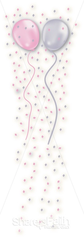 Two Pastel Birthday Balloons in Confetti