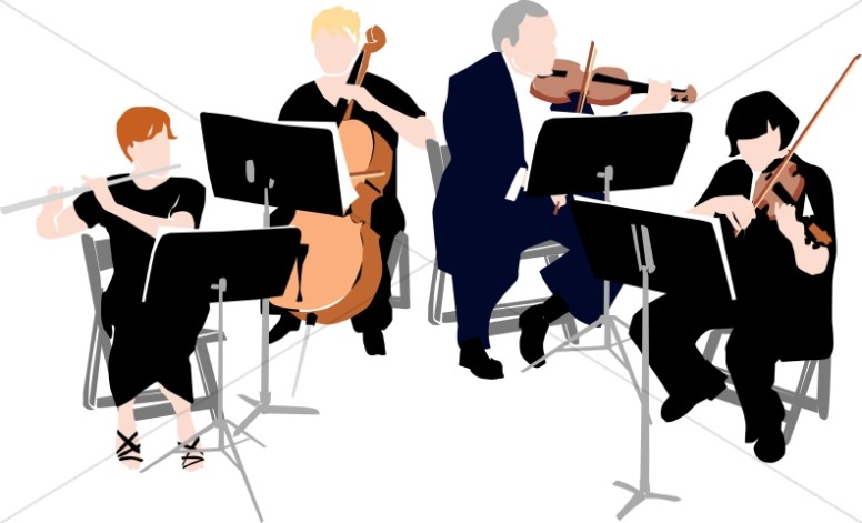 Classical Quartet in Black Garb | Church Music Clipart