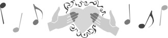 Gray Hands Holding Heart and Music