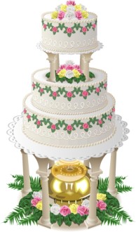 Extravagant Anniversary Cake with Golden Fountain