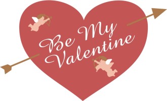 Be My Valentine with Heart, Arrow and Cupids