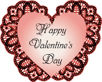 Happy Valentine's Day Script on Heart Lace Backing