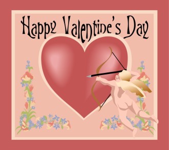 Happy Valentine's Day with Cupid and Heart