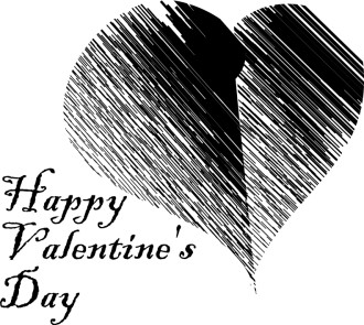 Happy Valentine's Day Rustic Script with Hatch Effect Heart