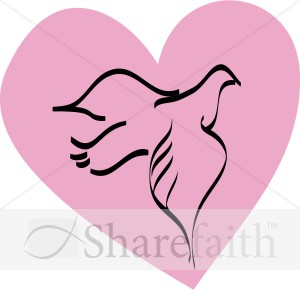 Dove Outline on Pink Heart