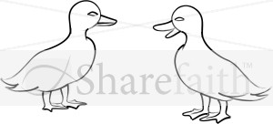 Two Ducklings Line Art