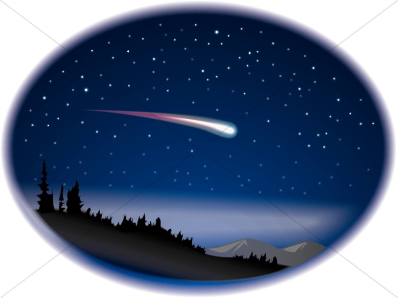 Shooting Star on Night Sky | Christian Star Clipart