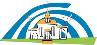 Church with Doves and Rainbow