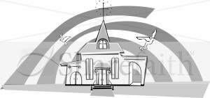 Greyscale Church and Doves