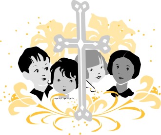 Youth Choir with Whimsical Ornaments and Cross